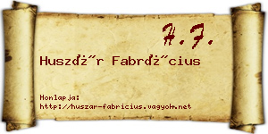 Huszár Fabrícius névjegykártya